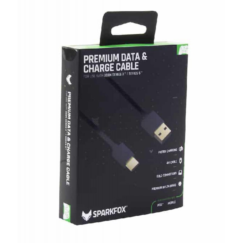 SparkFox Premium Braided Data and Charge Cable Type-A to Type-C For Xbox Sereis X and S